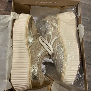 Dolce Vita Cream and Gold Platform Sneakers